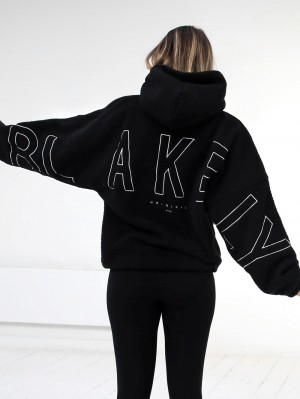 Black Blakely Borg Isabel Oversized Hoodie | KZEN-94128