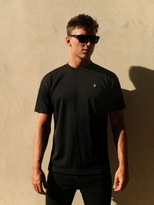 Black Blakely Ceuta Textured Oversized T-Shirt | KUBP-93485