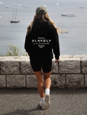 Black Blakely Monaco Women's Relaxed Hoodie | CGJM-92308