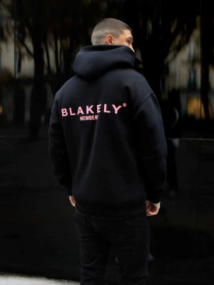 Black & Pink Blakely Members Relaxed Hoodie | VTCF-83475