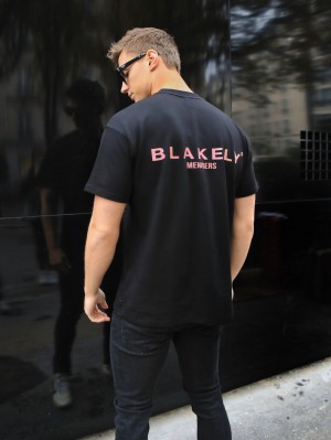 Black & Pink Blakely Members Relaxed T-Shirt | DFXP-08572