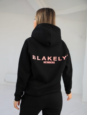 Black & Pink Blakely Women's Members Relaxed Hoodie | ZEBD-62017