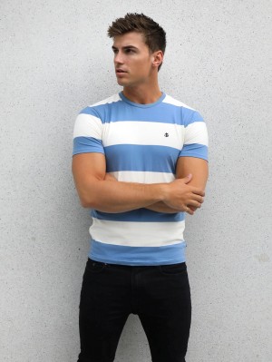 Blue Blakely Alassio Stripe T-Shirt | AKNO-03792