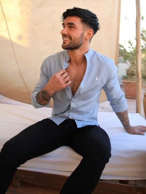 Blue Blakely Berkane Linen Shirt | KAOP-41732