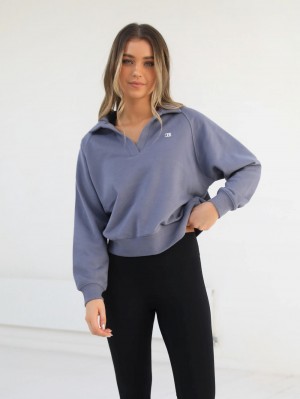 Blue Blakely Initial V-Neck Jumper | GJLO-70836