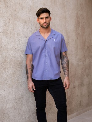 Blue Blakely Nador Open Collared Shirt | KRNA-15329