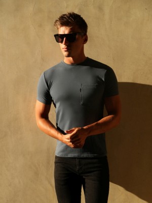 Blue Blakely Pocket T-Shirt | JYON-16925