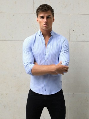 Blue Blakely Portofino Pinstripe Shirt | RZBF-21348