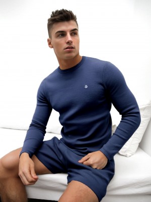 Blue Blakely Riad Knitted Long Sleeve T-Shirt | MYUA-90761
