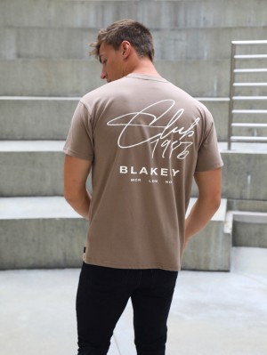Brown Blakely Club Relaxed T-Shirt | GUVK-97851