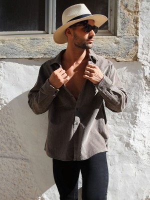 Brown Blakely Halkirk Oversized Cord Shirt | UECX-92875