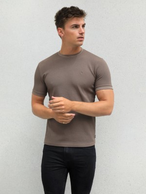 Brown Blakely Toulon Textured T-Shirt | NAUQ-42389