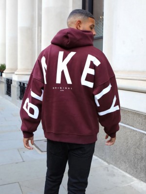 Burgundy Blakely Idris Oversized Hoodie | HCWU-85791