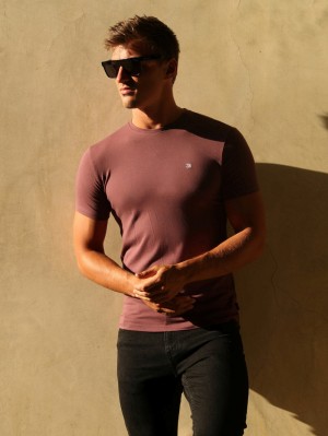 Burgundy Blakely Initial T-Shirt | HCGY-76491