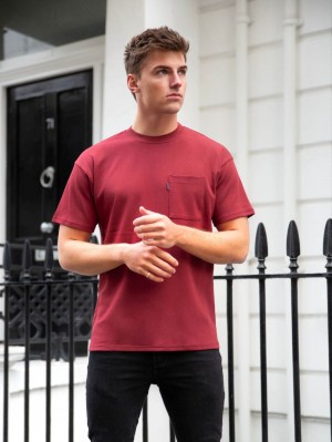 Burgundy Blakely Relaxed Pocket T-Shirt | KXTC-04827