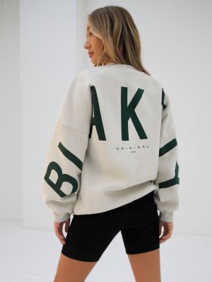 Chalk & Forest Green Blakely Isabel Oversized Jumper | LJAE-39621