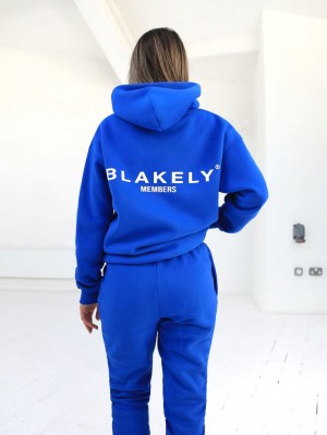 Cobalt Blue Blakely Women's Members Relaxed Hoodie | AWEV-78254
