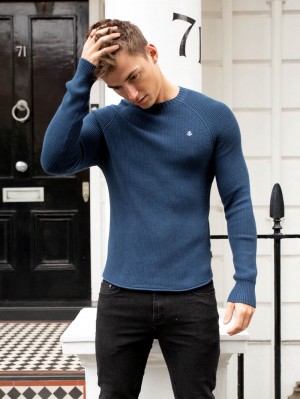 Dark Blue Blakely Olton Knit Jumper | RELX-20493