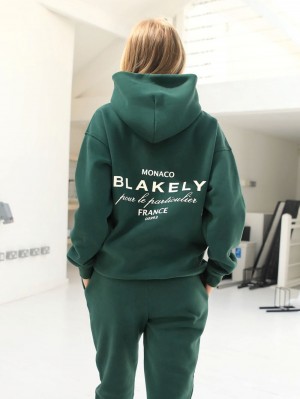 Dark Green Blakely Monaco Women's Relaxed Hoodie | BWVF-71035