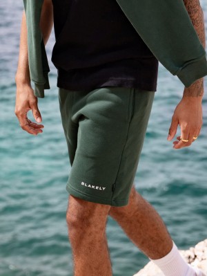 Dark Green Blakely Riviera Initial Jogger Shorts | YBMO-09863