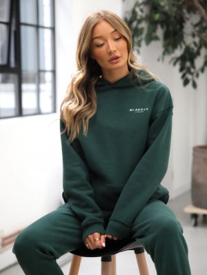 Dark Green Blakely Universal Women's Relaxed Hoodie | IJTE-69142