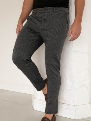 Dark Grey Blakely Midar Check Chinos | JINL-72905