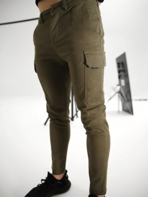 Dark Khaki Blakely Cargo Trousers | QJGW-40913