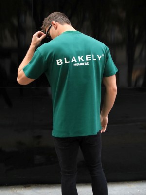 Deep Green Blakely Members Relaxed T-Shirt | HAZY-89065