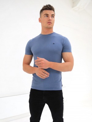 Dusty Blue Blakely Rowan Brushed Soft T-Shirt | AJSM-20573