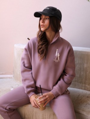 Dusty Pink Blakely Studio 1/4 Zip Jumper | AXVM-92835