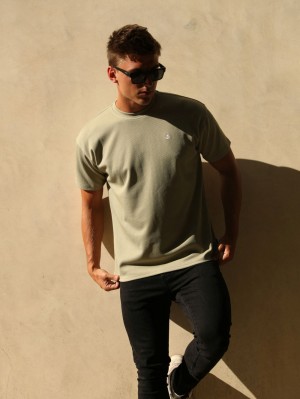 Green Blakely Ceuta Textured Oversized T-Shirt | QWSO-18476