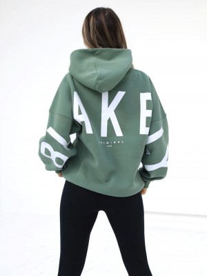 Green Blakely Isabel Oversized Hoodie | SAKP-53127