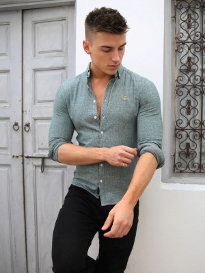 Green Blakely Odessa Pinstripe Shirt | SKEV-21563