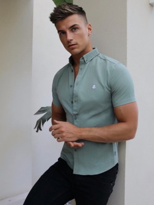 Green Blakely Pretoria Short Sleeve Shirt | MSEX-68953