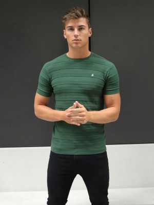 Green Blakely Raphello Stripe T-Shirt | MLTG-64718