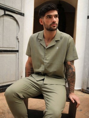 Khaki Blakely Nador Open Collared Shirt | TOCK-30512
