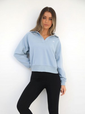Light Blue Blakely Initial V-Neck Jumper | NCEF-59871