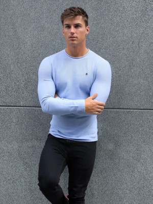 Light Blue Blakely Mason Knit Jumper | VXNB-05932
