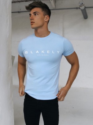 Light Blue Blakely Ocean T-Shirt | VBDU-80753