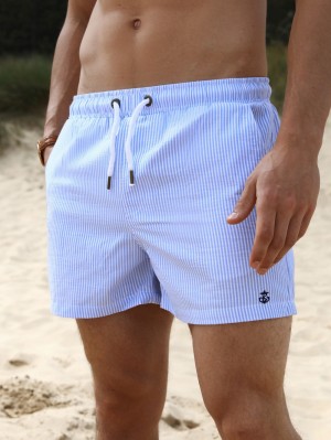 Light Blue Blakely Striped Swim Shorts | WABN-54819