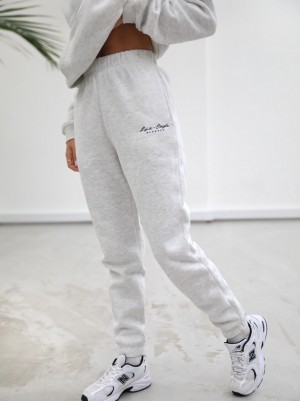 Marl White Blakely Life & Style Loose Fitting Sweatpants | ISQD-79015