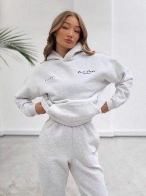 Marl White Blakely Life & Style Oversized Hoodie | LMBY-64319