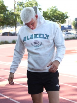 Marl White Blakely Varsity Relaxed Hoodie | KNSW-13465