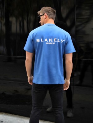 Mid Blue Blakely Members Relaxed T-Shirt | VYOJ-50176
