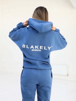 Mid Blue Blakely Women's Members Relaxed Hoodie | ZUKP-01467