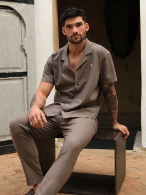 Mocha Brown Blakely Nador Open Collared Shirt | XTZB-91520