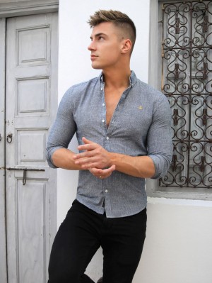 Navy Blakely Odessa Pinstripe Shirt | BIJR-57493