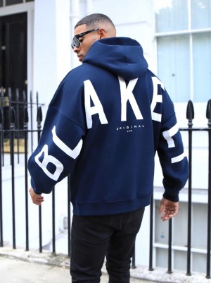 Navy Blue Blakely Idris Oversized Hoodie | PCJL-93246