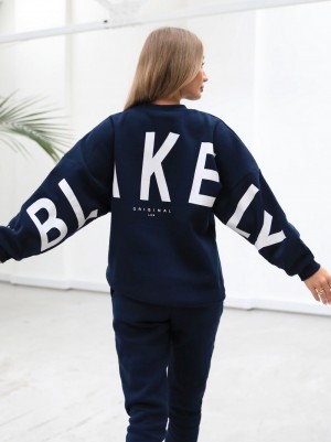 Navy Blue Blakely Life & Style Isabel Oversized Jumper | EYJQ-51827