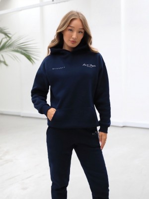 Navy Blue Blakely Life & Style Oversized Hoodie | TUDS-54682